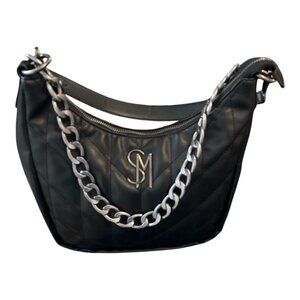 Steve Madden Quilted Black Shoulder Bag – Gunmetal Chain Strap